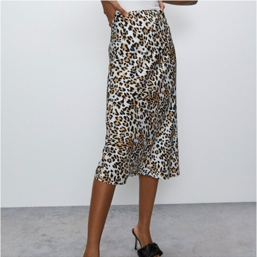 BABATON Only Slip Satin Midi Skirt Leopard 00 Aritzia